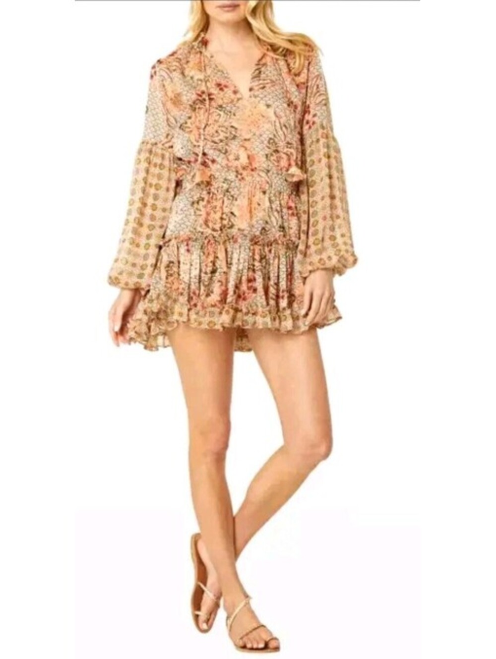 MISA LOS ANGELES elisabetta Women's Size S dress in floral tile mix $395 #AA